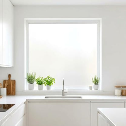 White Frosted Privacy Window Film, Static Cling, Heat Control, Anti UV, 35'' x 78.7''
