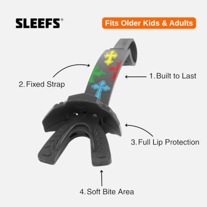 SLEEFS X Football Mouthguard with Strap for High-Impact Shock Protection - color: Crosses Chroma