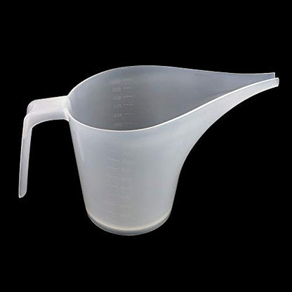 4 Pack Plastic Funnel Pitcher,Large Capacity Long Spout Measuring Cup for Bakeware Molds,Pancake,Batter,Muffin,Cakes,Soap Making(4 Cups/32 Ounces/1000 ml)