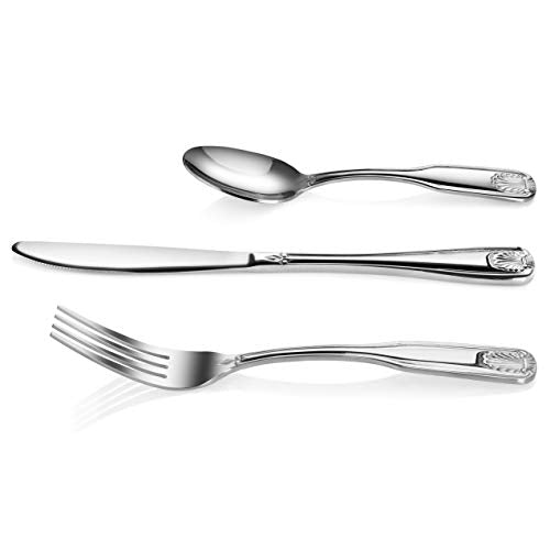 New Star Foodservice Shell Pattern 18/0 Stainless Steel Flatware Set, 36-Piece Set, Commercial Grade - size: 36-Piece Flatware Set
