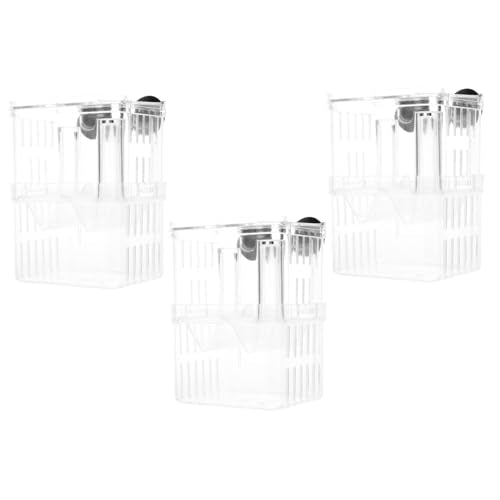 POPETPOP 3pcs Fish Breeding Box Double Isolation Aquarium Box for Small Fish Fry Shrimp Suction Cup Design for Easy Installation Safe Separation
