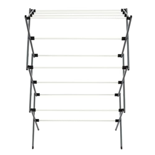 Honey-Can-Do Deluxe Metal Collapsible Clothes Drying Rack, 50 lbs, 29" x 14.2" x 42.1", White & Grey