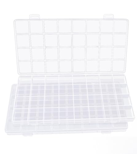 32 Grids Plastic Bead Organizer Box, Organizer Container Storage Box, Dividers for bead arts and crafts.(2 Pack) - color: Clear, size: 32 Grids (2 pack)