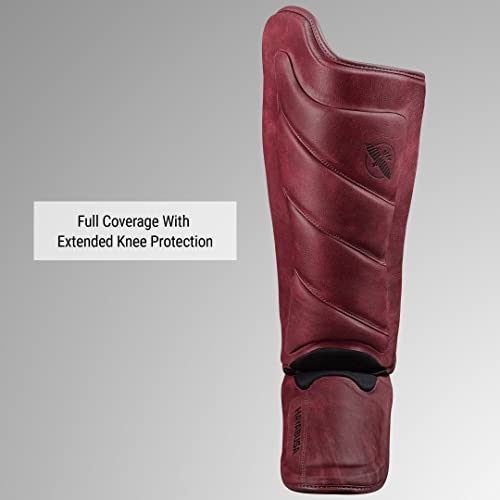 Hayabusa T3 LX Leather Striking Shinguards - color: Crimson, size: X-Large