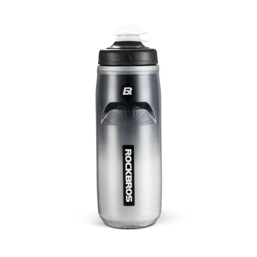 ROCKBROS Insulated Bike Water Bottle 21oz Black Gradient - color: Black