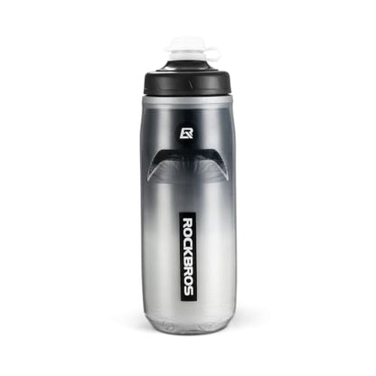ROCKBROS Insulated Bike Water Bottle 21oz Black Gradient - color: Black