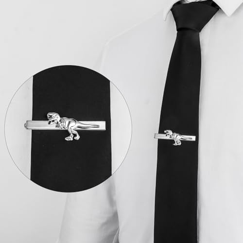 HAWSON 2/2.2 Inch Various Tie Clips for Men Unique, Personalized Novelty Tie Bars Pins Tacks, Funny Theme Wedding Holiday Gifts for Husband Groomsmens - style: Dinosaur