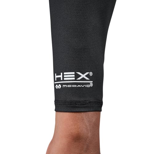 McDavid HEX Shooter Arm Sleeve Single Padded Compression Sleeve Basketball Football Sports Protection - color: Viz Black, size: X-Small