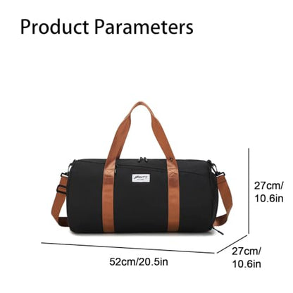 BESMART Gym Bags for Men with Side Pocket，38L Large Sports Gym Duffle Bag - color: Black/Brown