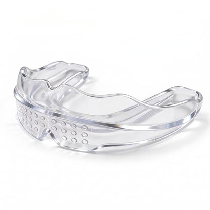 IPAME Mouth Guard for Sports - Silicone Upper & Lower Teeth Protection - Football, Lacrosse, Hockey, Baseball - Fit for Youth and Teens (Transparent)