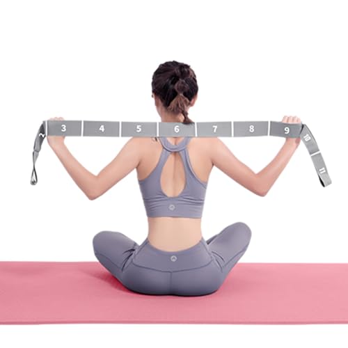 2-Pack Yoga Straps with 11 Loops - Adjustable Elastic Stretching Bands for Pilates, Dance, Ballet Gymnastics & Physical Therapy, Multifunctional Flexibility Exercise Equipment - color: Gray+Blue