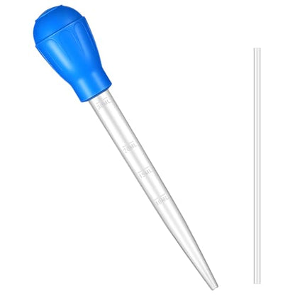 21.1IN Aquarium Coral Feeder Turkey Baster 30ml Aquatic Water Changer Siphon Pipette Dropper Fish Tank Waste Remover Manual Cleaning Tool for Aquatic Plant Reef Anemones Lionfish (Blue)