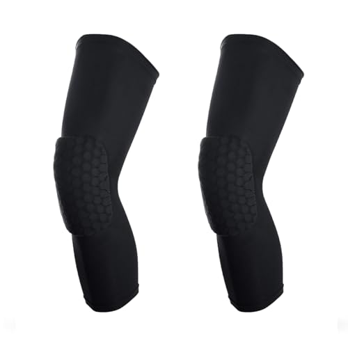 SUJAYU Basketball Knee Pads, 2 Pack Honeycomb Anti Collision Leg Compression Sleeves, Sports Sleeves for Wrestling Football Volleyball Soccer Skating (X-Large, Black) - color: Black, size: X-Large