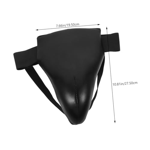 Integrated Groin Protector for Martial Arts Training, Black PU