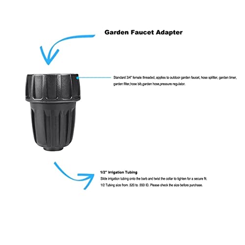 1/2 Inch Drip Irrigation Tubing Faucet Adapter 3 Pack, 3/4" to 1/2" Irrigation Hose Adapter, 3/4 Inch Faucet Connector Garden Hose Adapter - size: 3/4" to 1/2" Hose Adapter (3 Pack)