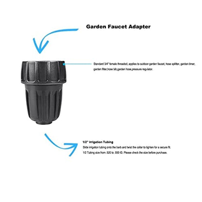 1/2 Inch Drip Irrigation Tubing Faucet Adapter 3 Pack, 3/4" to 1/2" Irrigation Hose Adapter, 3/4 Inch Faucet Connector Garden Hose Adapter - size: 3/4" to 1/2" Hose Adapter (3 Pack)