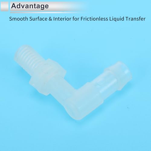 5 Pcs Plastic Hose Barb Fitting 90° Elbow 5/16" Hose Barb M8 Male NPT Barbed Adapter Clear PP - size: 5/16"-M8