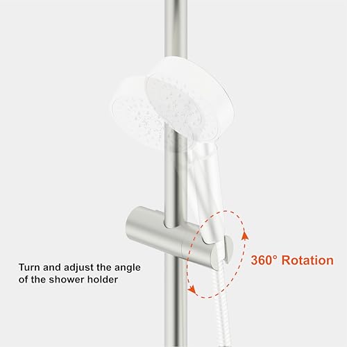 Shower Head Holder for Slide Bar Adjustable Hand Shower Holder Bracket for Slide Bar, Slider Clamp Bathroom Replacement,360 Degree Rotation Sprayer Holder, Brushed Nickel Finish