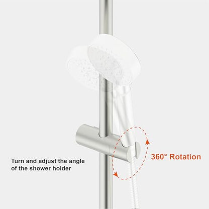 Shower Head Holder for Slide Bar Adjustable Hand Shower Holder Bracket for Slide Bar, Slider Clamp Bathroom Replacement,360 Degree Rotation Sprayer Holder, Brushed Nickel Finish