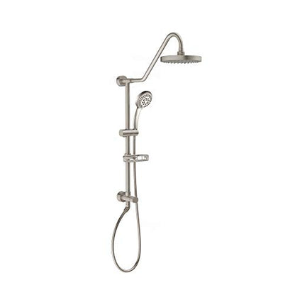 PULSE ShowerSpas Kauai III Brushed Nickel Rain Shower Head with Handheld Spray - 2.5 GPM, 8" Showerhead, 5-Function HandShower, Adjustable Slide Bar - Shower Heads with Handheld Spray Combo - size: 2.5 Gallon Per Minute, style: Brushed Nickel