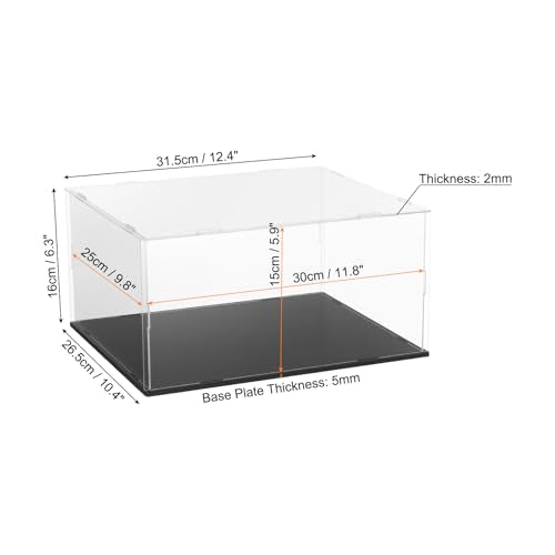 uxcell Acrylic Clear Display Case for Collectibles Self-Assemble Display Boxes with Black Base Dustproof Countertop Storage Box for Collectibles Action Figures, 11.8 x 9.8 x 5.9 Inch - size: 11.8 x 9.8 x 5.9 Inch