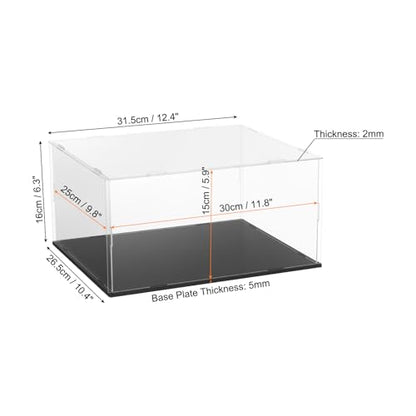 uxcell Acrylic Clear Display Case for Collectibles Self-Assemble Display Boxes with Black Base Dustproof Countertop Storage Box for Collectibles Action Figures, 11.8 x 9.8 x 5.9 Inch - size: 11.8 x 9.8 x 5.9 Inch