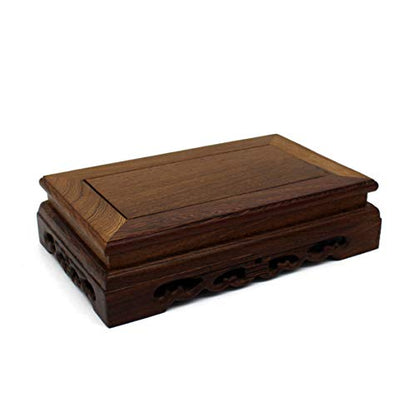Primitives Rustic Rosewood Rectangle Display Stand Vase Pot Base Fishbowl Pedestal Stand. (8-1/2 Inch)