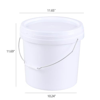 Anbers 4 Gallon Plastic Bucket with Sealed Lid, Round Food Storage Bucket Pail, White, 4-Pack