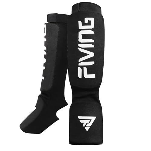 Elastic Cloth Shin Guards for MMA, Muay Thai and Kickboxing - color: Black/White, size: Small