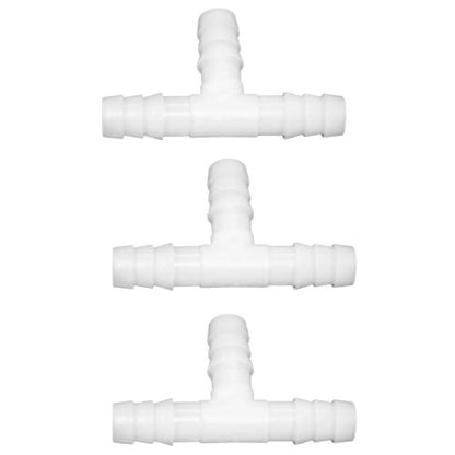 Plastic 3/4" ID Hose Barb Fittings, Equal Barbed Tee Pipe Connectors 3 Way Joint Splicer Mender Union Adapter for Boat Aquarium, Pack of 3 - size: 3/4 Inch