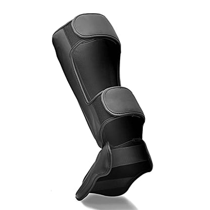 MMA Martial Arts Shin Guards,Muay Thai | Padded, Adjustable, Instep Protection, Muay Thai,Kickboxing,MMA Training, Professional Equipment - color: Black, size: Medium