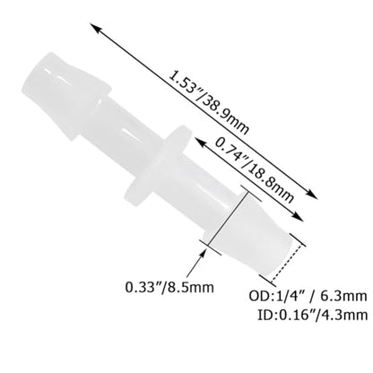 Plastic Hose Barb Fitting 1/4" x 1/4" Pipe Connectors Joint Splicer Mender Adapter Union for Aquarium Household Adapters Fuel Gas Liquid Air (Pack of 10) - size: 1/4 Inch-10pcs