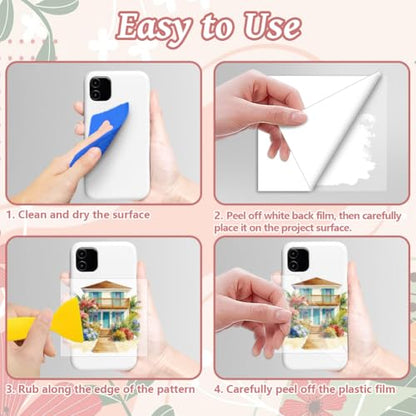 Peacoblue 18 Sheets Rub on Transfers for Crafts, Beautiful House with Flowers 3.6"x3.9" UV DTF Cup Wraps Waterproof Cold Transfers Stickers for Wood Glass Metal Cup Tumblers Mirrors Mugs Home Decor - style: Beautiful House with Flowers