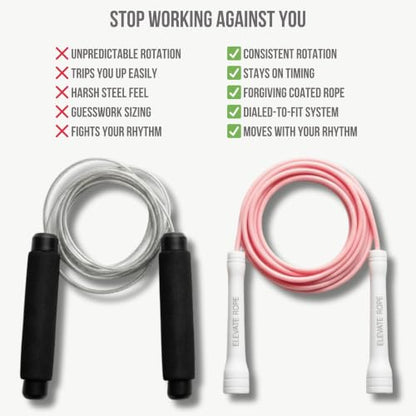 Elevate Rope Jump Rope for Men & Women, 5mm PVC Cable, 10 ft Adjustable - color: Matte Pink