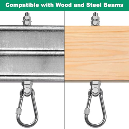 SELEWARE 2Pcs Heavy Duty Swing Hangers, 1500LB Capacity Stainless Steel Swing Set Hooks for Wood/Steel Beam, 7" x M2/5" Porch Swing Hardware for Playground Swing Hammock Chair Yoga Swing Punching Bag - color: 2 Pack Swing Hangers (7" X M2/5" Threaded Rod)