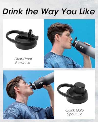 Coolflask 32 oz Water Bottle Insulated Stainless Steel with Strap - color: Piano Night, size: 32 Ounces