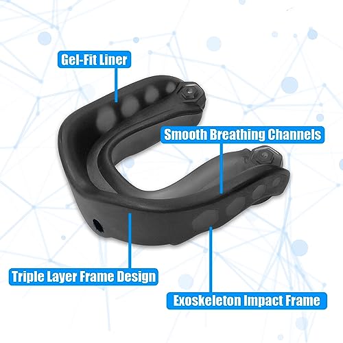 2 Pack Football Mouth Guard, Sports Mouth Guard Youth Football Mouthguard with Strap and Box Basketball, Sport Mouthguard for Lacrosse, Hockey, MMA(for Ages 8+)