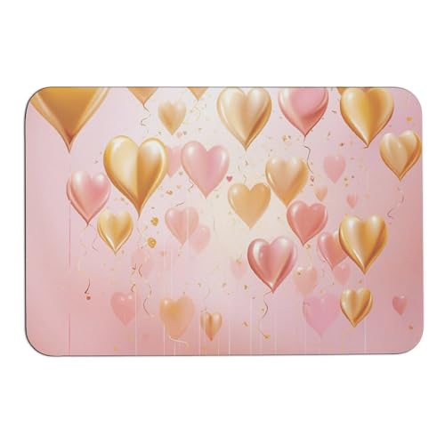 Outdoor Door Mat 15.7"" X 23.6"" Non-Slip Doormat Golden Heart in The Sky Front Door Mats Quick Dry Welcome Mats for Outdoor Indoor Entrance Mat Home Decor Floor Mats for Patio, 40x60cm - color: Golden Heart in the Sky