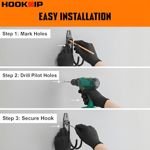 13 Pack Heavy Duty Garage Hooks, Wall Mounted Tool Hangers