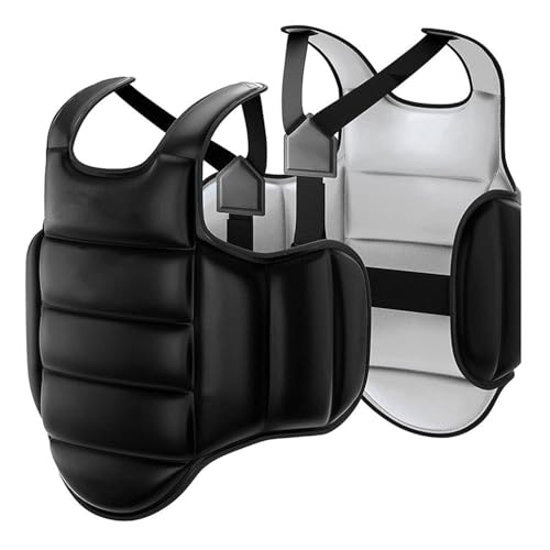 Reversible Karate Sparring Chest Guard, Taekwondo Boxing MMA Martial Arts Muay Thai Kickboxing Training Body Protector - color: Black/White, size: X-Small
