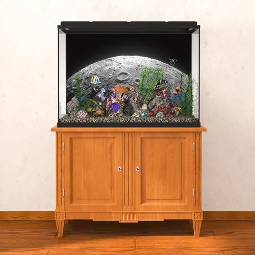 AWERT 30x18 inches Aquarium Background Moon Surface Space Planets Fish Tank Background Polyester Terrarium Background - size: 30x18in/75x45cm