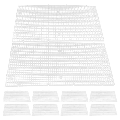 Happyyami 10pcs Aquarium Breeding Divider Plastic Egg Crate Filter Net Panel 30x15cm White Fine Mesh Grid Tray for Fish Tank Separation and Filtration