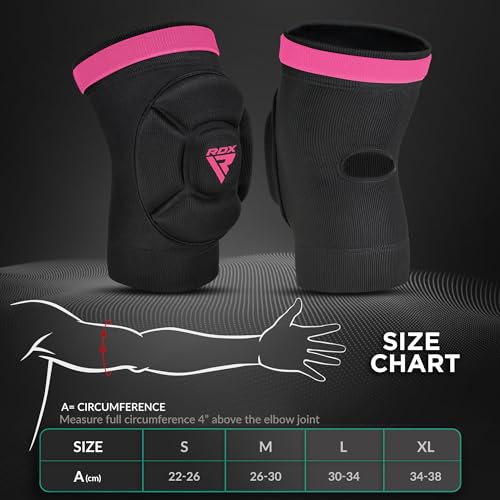 RDX Elbow Pads, Muay Thai MMA Kickboxing Sparring Elbow Guard, Martial Arts Striking Protection,Wrestling Basketball Adjustable MTB Volleyball Compression Padded Sleeve, Men Women - color: Black Pink, size: Small
