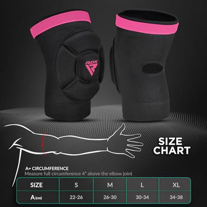 RDX Elbow Pads, Muay Thai MMA Kickboxing Sparring Elbow Guard, Martial Arts Striking Protection,Wrestling Basketball Adjustable MTB Volleyball Compression Padded Sleeve, Men Women - color: Black Pink, size: Small