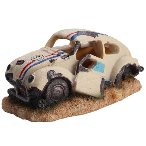 Simulation Resin Sedan Car Aquarium Ornament Heavy Base Design Fish Tank Decor with Multiple Holes for Fresh Saltwater
