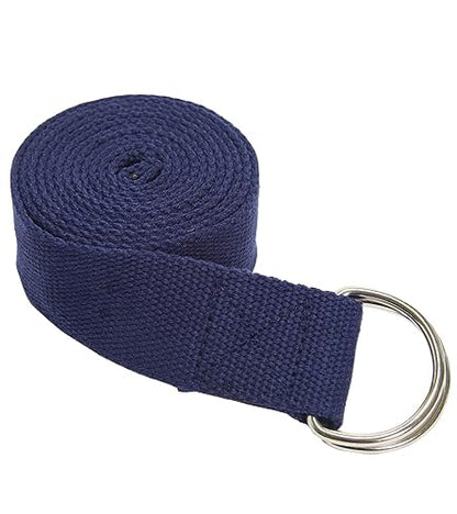 Everyday Yoga Strap with Metal D-Ring Athletic Stretching, 6ft/8ft/10ft | Durable Stretching Strap, Flexibility Training, Exercise & Fitness For Yoga, Pilates, Physical Therapy, Gym, Unisex-Adult - color: True Navy, size: 6 Foot