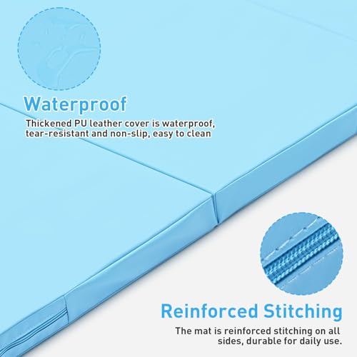 Gymnastics Mat, 3x6FT / 4x8FT 2" Thick Kids' Folding Tumbling Mat - color: 3x6FT-Light Blue