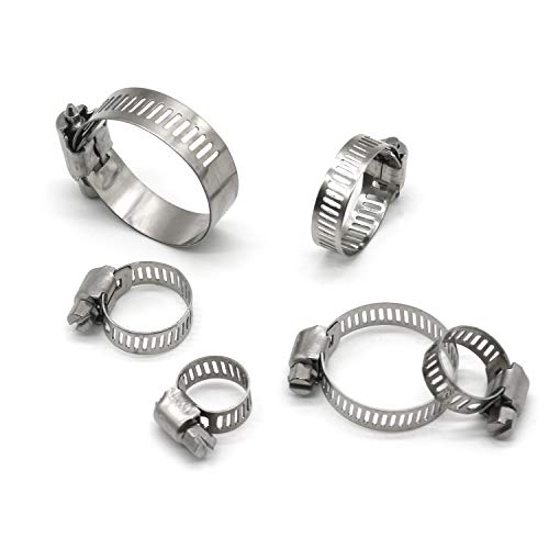 Hose Clamp, 25 Pack Stainless Steel Worm Gear fuel line hose clamps, 6-12mm (1/4-1/2 inch)