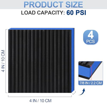4 Pack Anti Vibration Pads for Washing Machine 4"x4", 7/8"T EVA Mechanical Damping Vibrating Sound Isolation Pad Rubber Isolator Mat for Compressor, Air Conditioner, Washer, Dryer, Treadmill