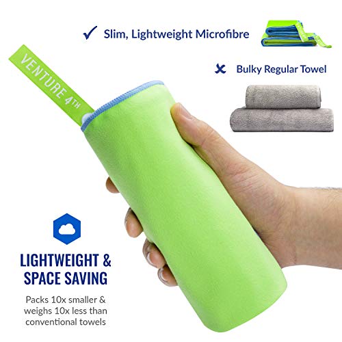 VENTURE 4TH Quick Dry Travel Towel, Ultra Soft Microfiber - 3 Sizes - color: Green Blue, size: 40.00" x 21.00"